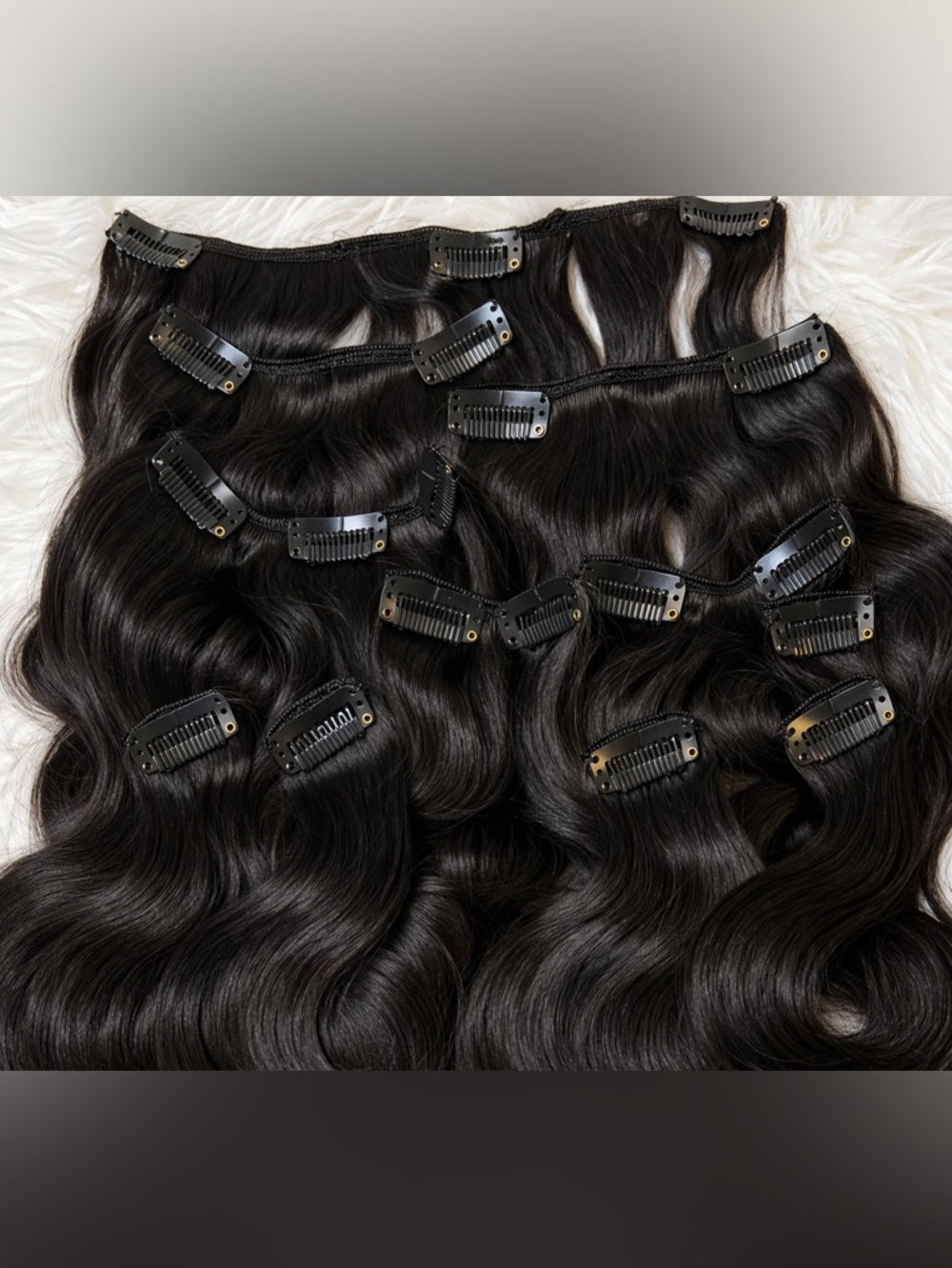 14 Inch Ombre Body Wave  Black & Burgundy Clip in hair extensions. - Picture 5 of 5